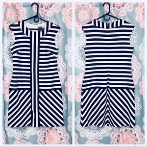 Sz8 Taylor sleeveless navy and white striped dress
